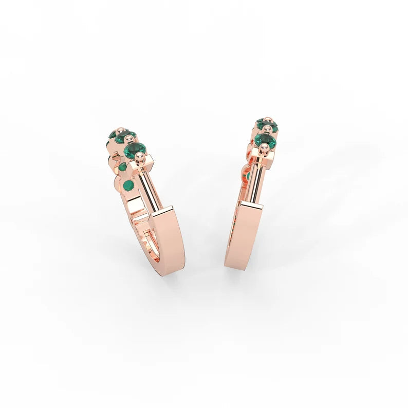 Solid Gold Heggie Emerald Earrings