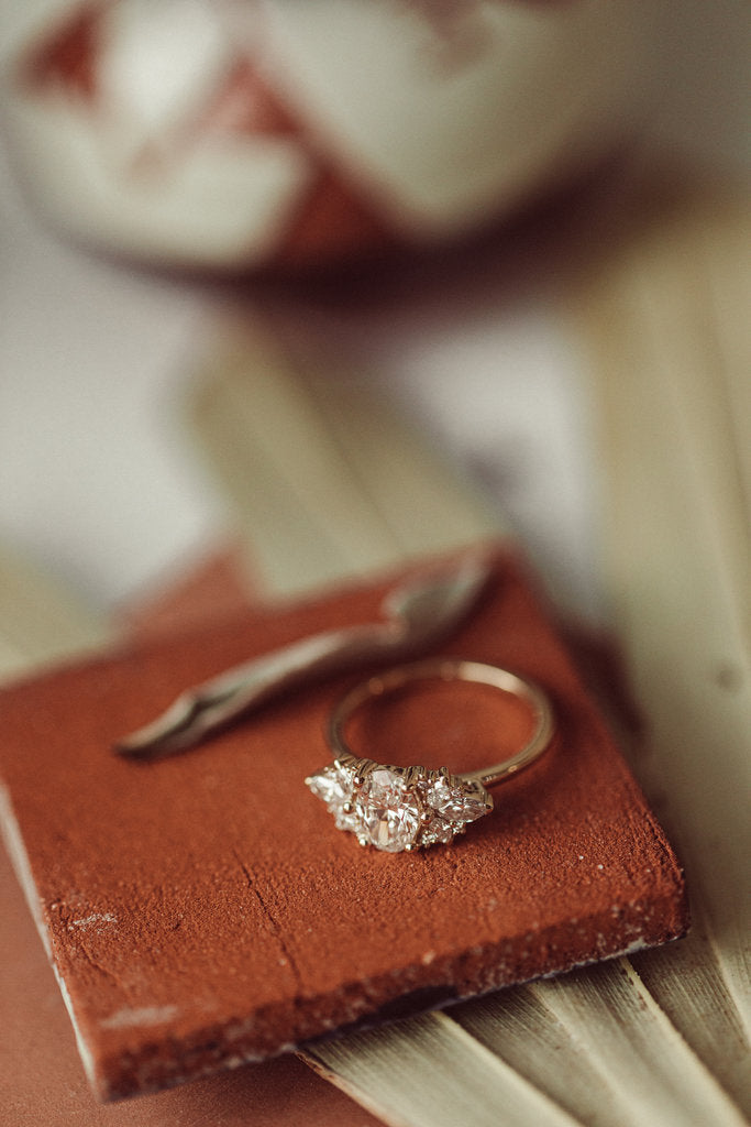 Solid Gold Rita Oval Ring , Engagement Moissanite Ring