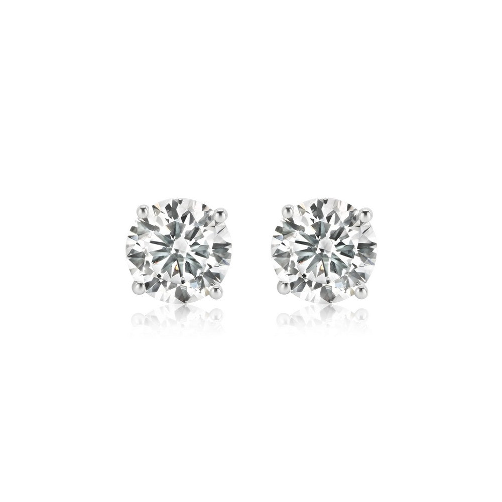 Solid Gold Lab-Created Diamond 4-Prong Stud Earrings (0A58D6)