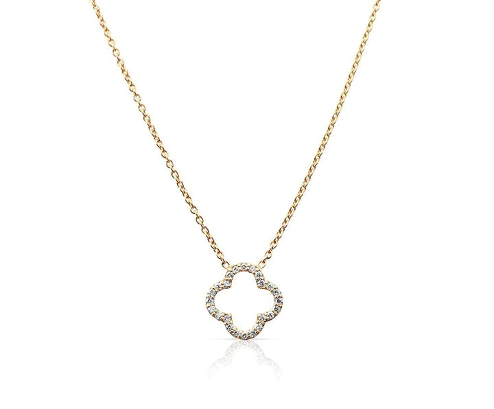 Solid Gold Diamond Clover Necklace (625445)
