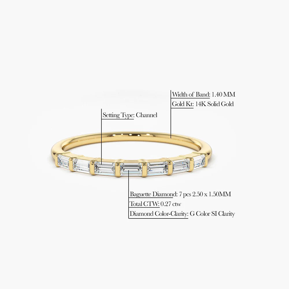 7 Stone Baguette Moissanite Wedding Ring, photo 4