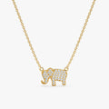 Solid Gold Diamond Elephant Necklace (99EFFD)