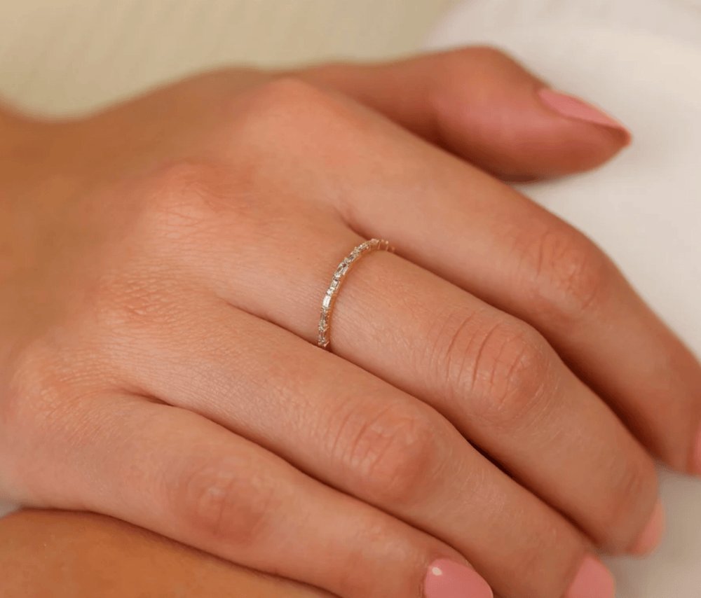 Solid Gold Diamond Dot Dash Half Eternity Ring