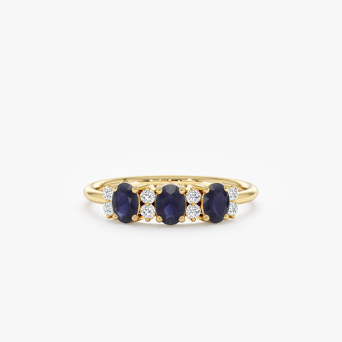 Solid Gold Diamond and Oval Sapphire Ring (0A5C28)