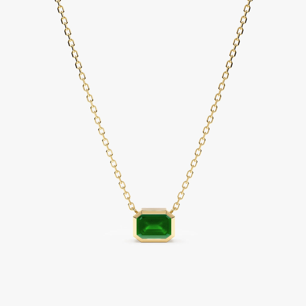 Solid Gold Emerald Necklace (2495EC)