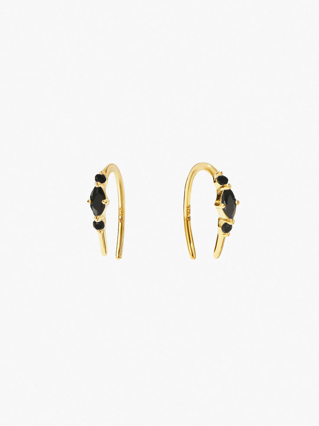 Solid Gold & Black Diamond Hoop Earrings