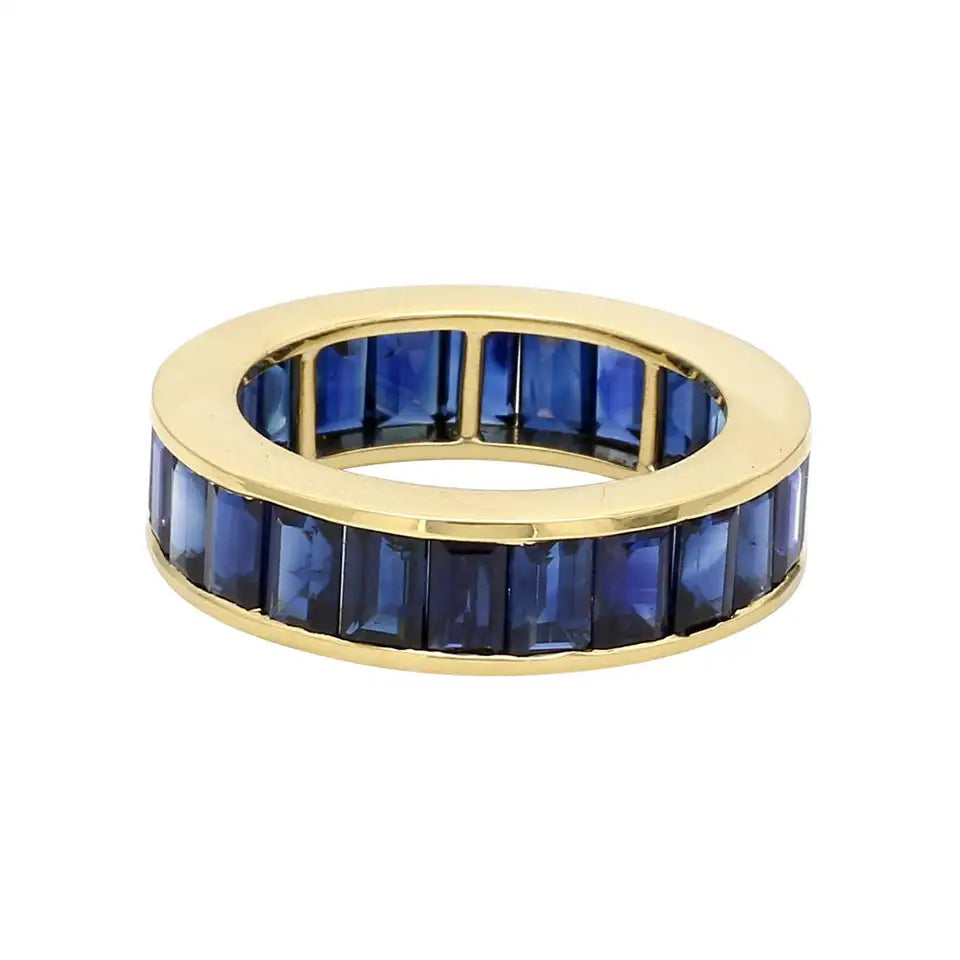 Solid Gold Emerald-Cut Sapphire Eternity Band Ring