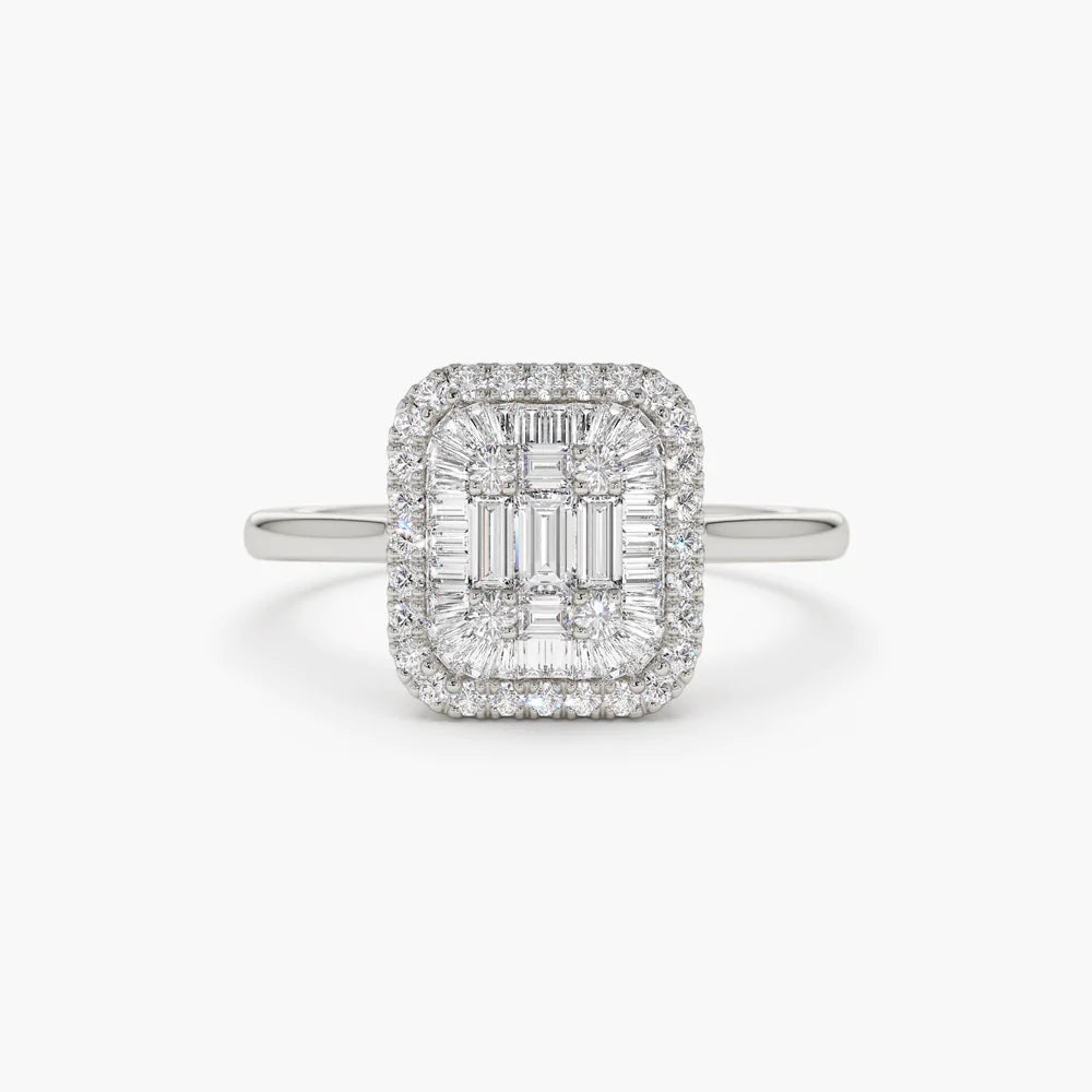 Solid Gold Unique Baguette Diamond Statement Ring