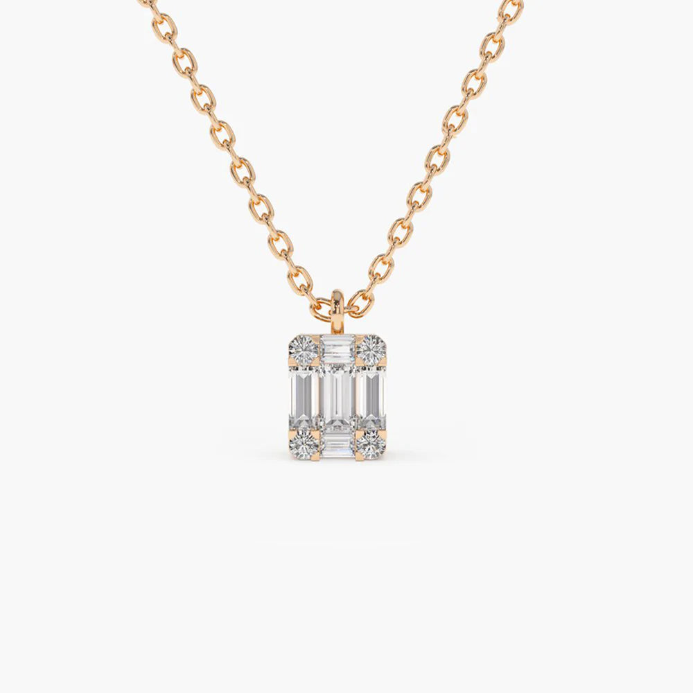 Baguette & Round Diamond Charm Pendant, photo 7