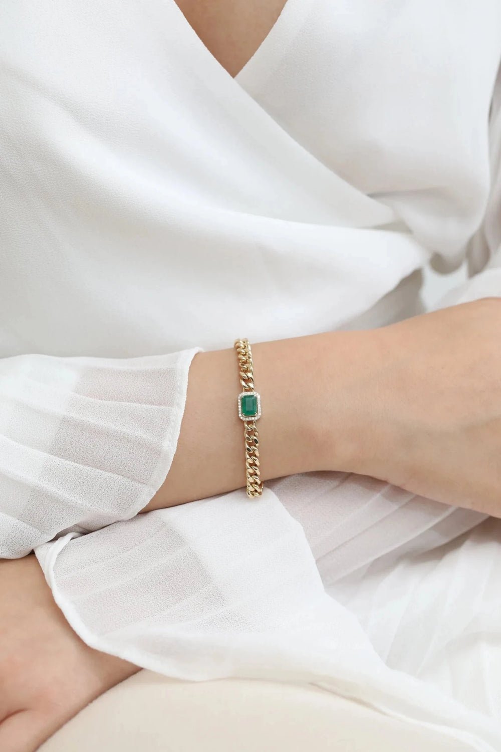 14K Solid Gold 1.14 CTW Diamond Cuban Chain Bracelet