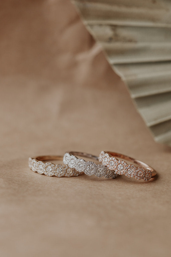 Solid Gold 7 Diamond Wedding Band Engagement Ring