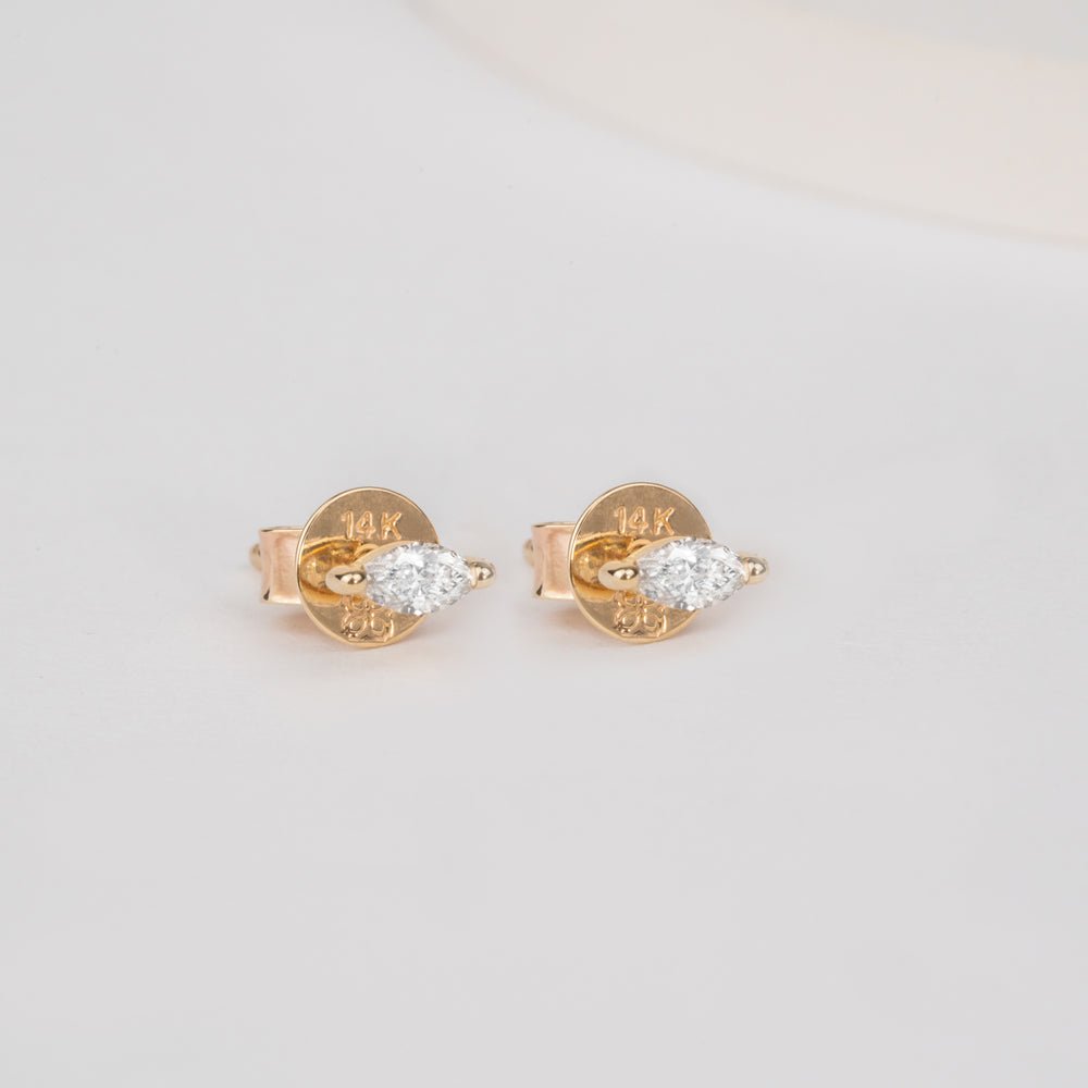 Solid Gold Marquise Diamond Studs