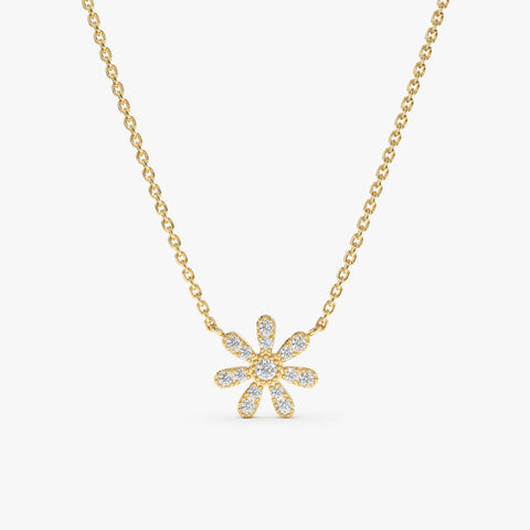 Solid Gold Diamond Daisy Necklace (C748FF)
