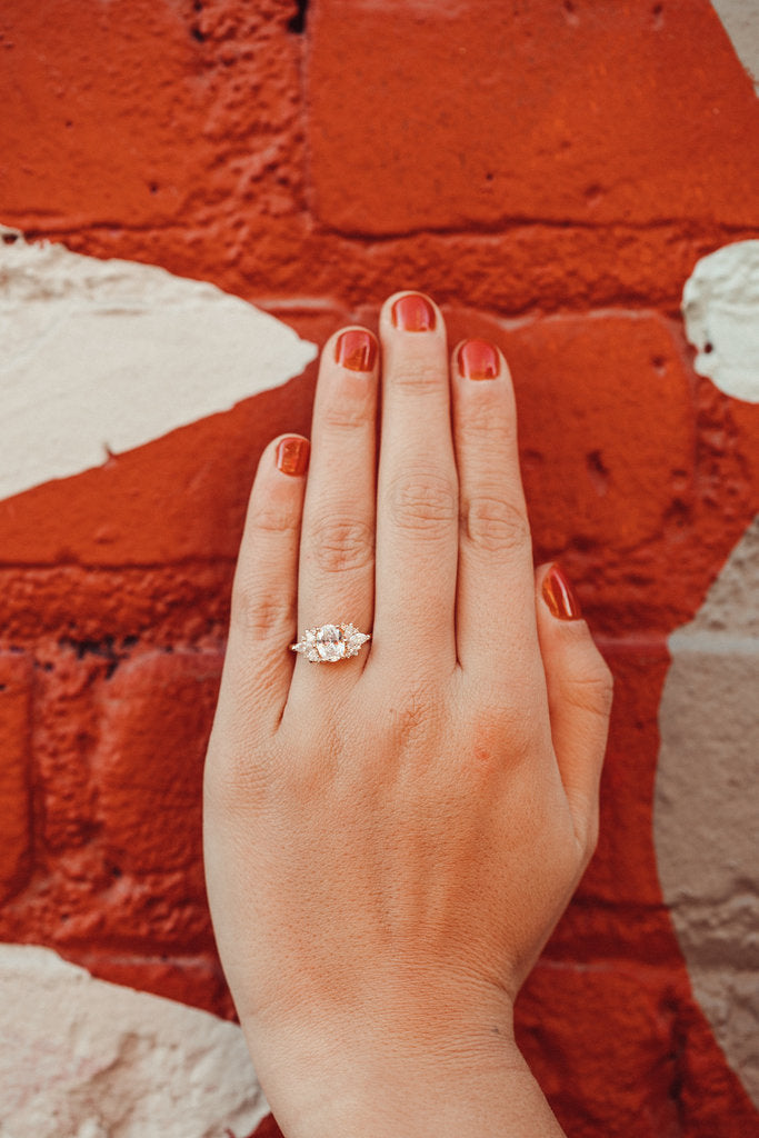 The 18K Solid Gold Rita Oval Ring , Engagement Moissanite Ring