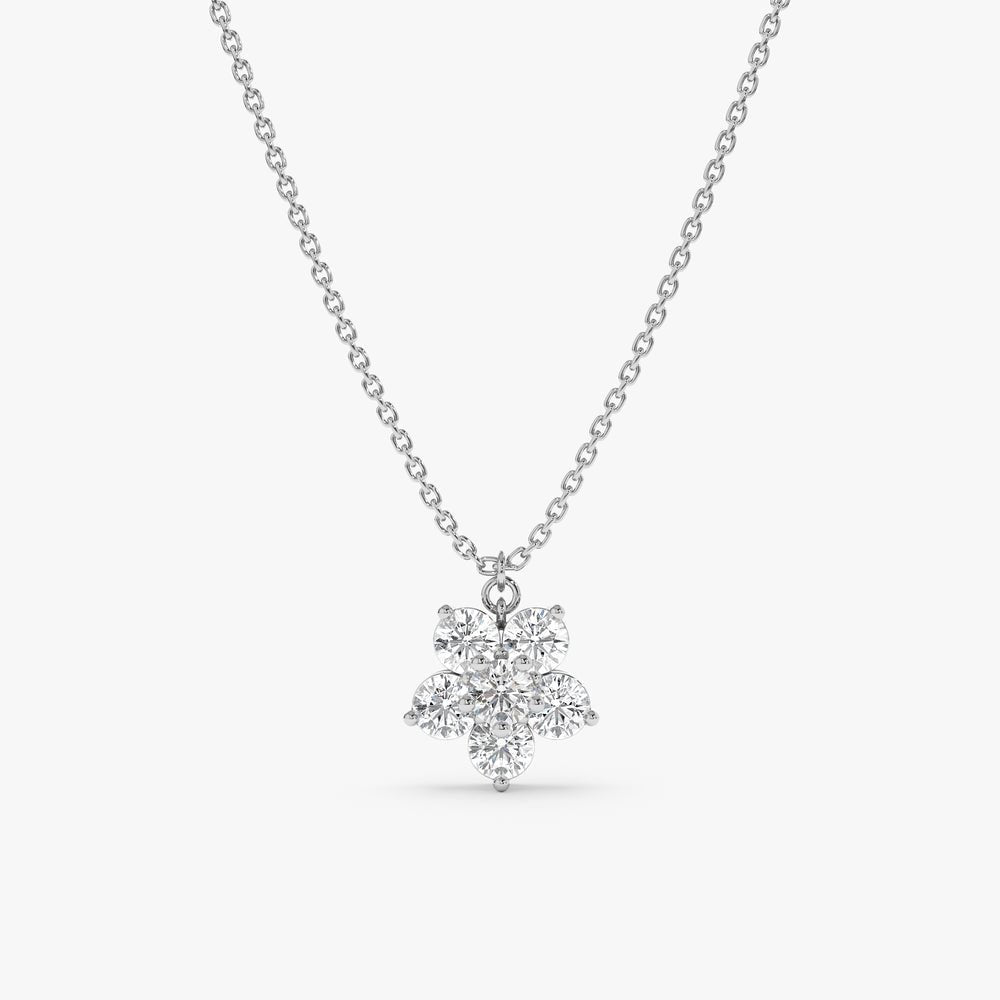 Solid Gold Diamond Flower Necklace (4DCA0A)