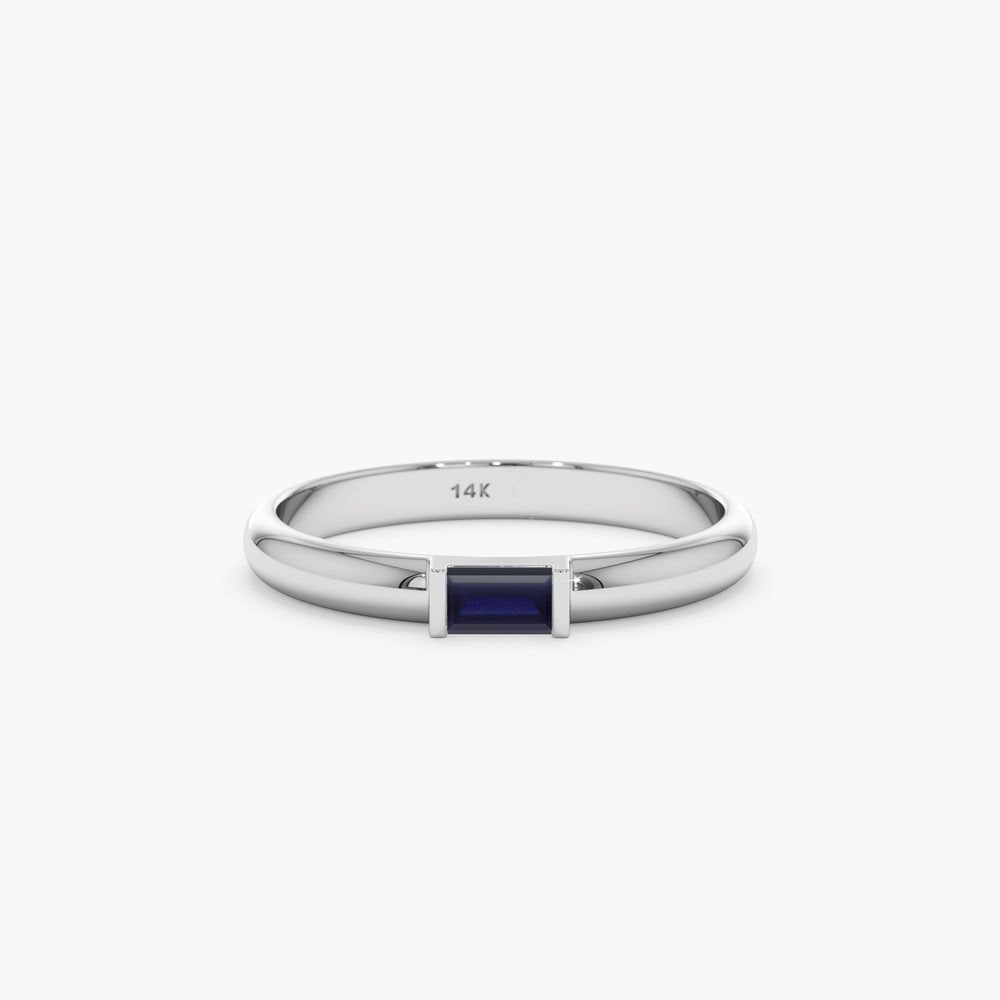 Solid Gold Baguette Sapphire Dome Ring (EB61EB)