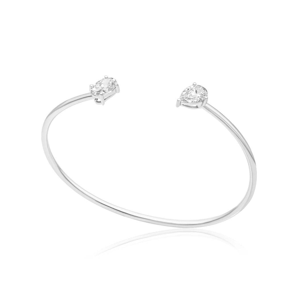 Solid Gold Lab Grown Pear and Oval Bangle