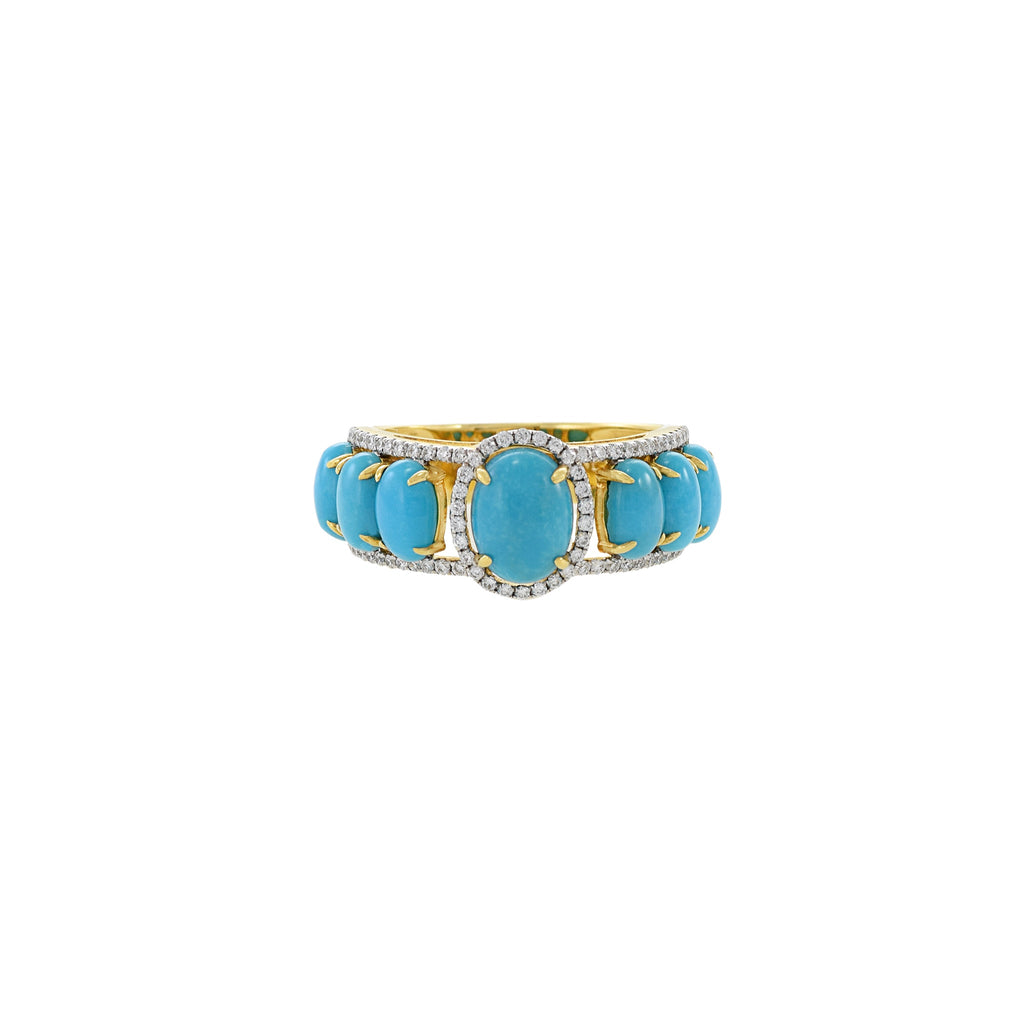 Solid Gold Turquoise and Diamond Ring (574921)
