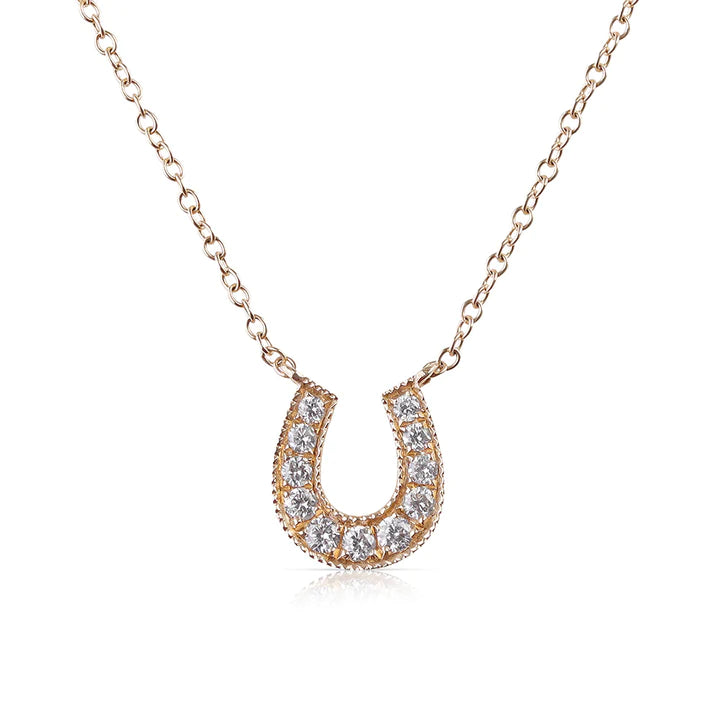 Solid Gold Diamond Horseshoe Necklace