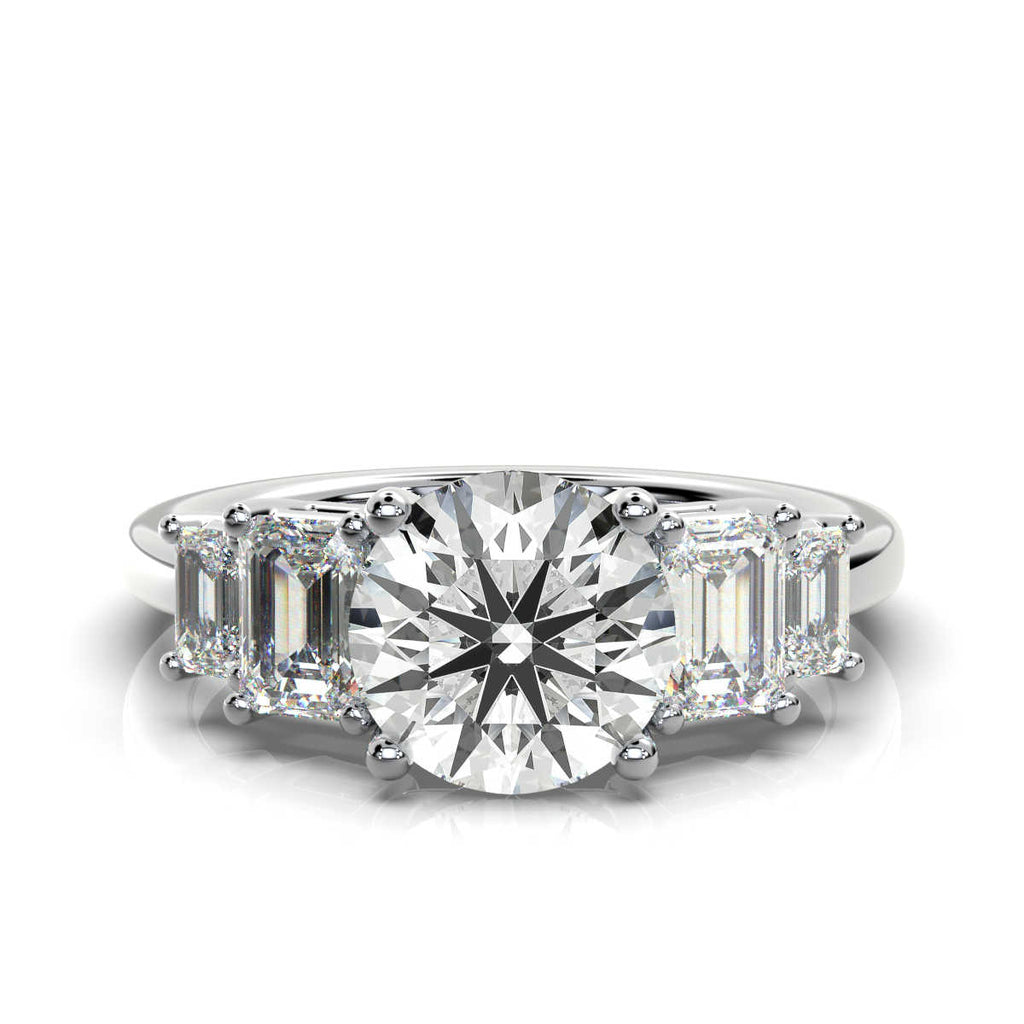 Solid Gold Diamond Ring Emerald Cut Five Stone Emerald Shape Lab Grown