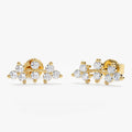 Solid Gold Diamond Vine Ear Climbers Studs