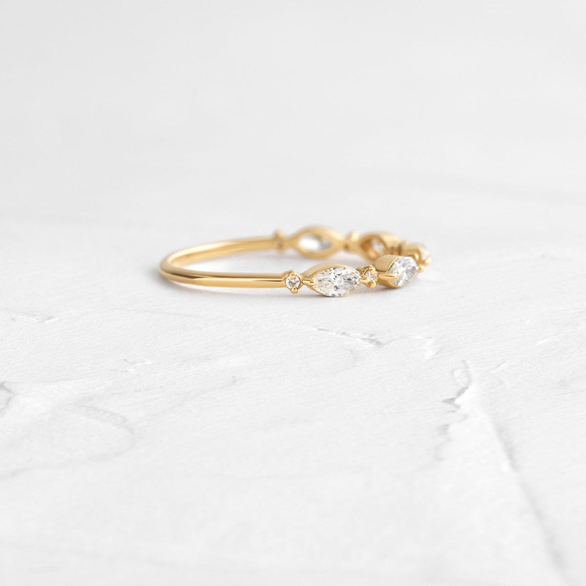 Solid Gold Marquise Demi Diamond Band