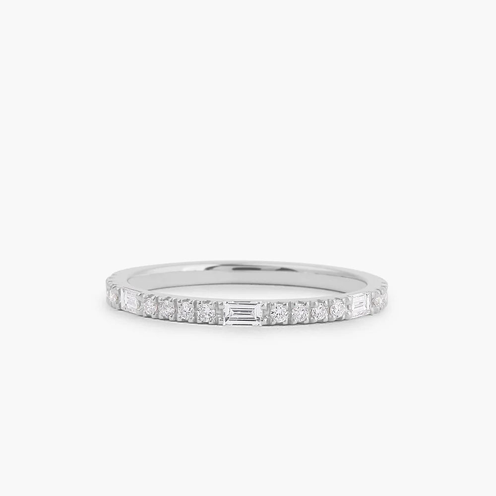 Baguette and Round Cut Moissanite Wedding Band, photo 3