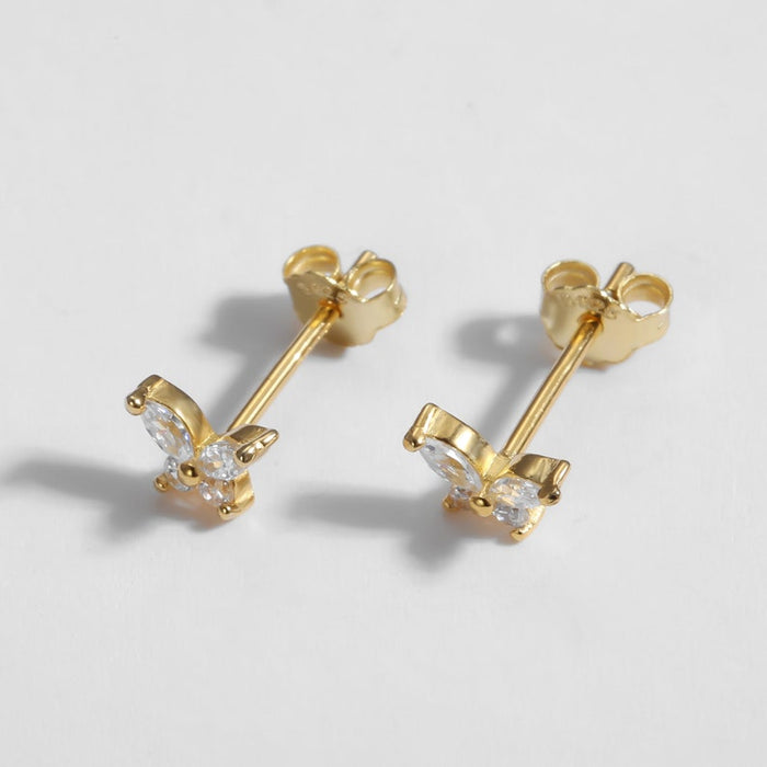 Solid Gold Diamond Butterfly Stud Earring