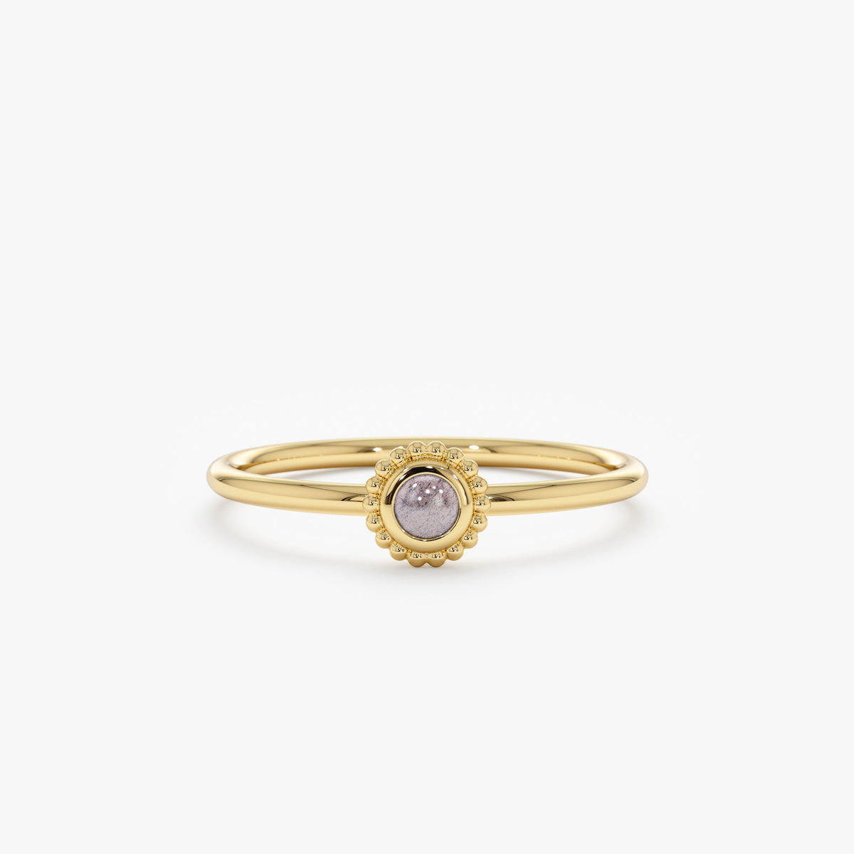 Solid Gold Handmade Natural Labradorite Art Deco Ring