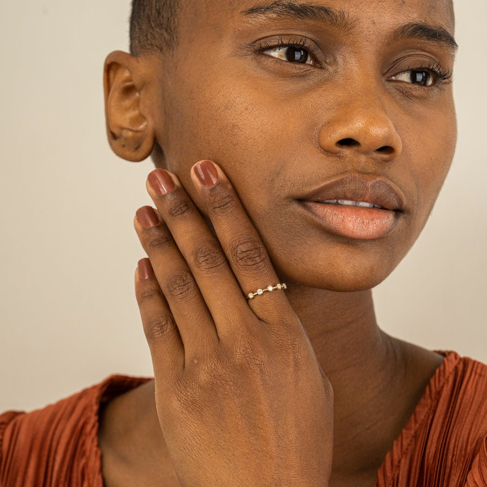 Solid Gold Diamond Hexagon Ring (DC4C86)