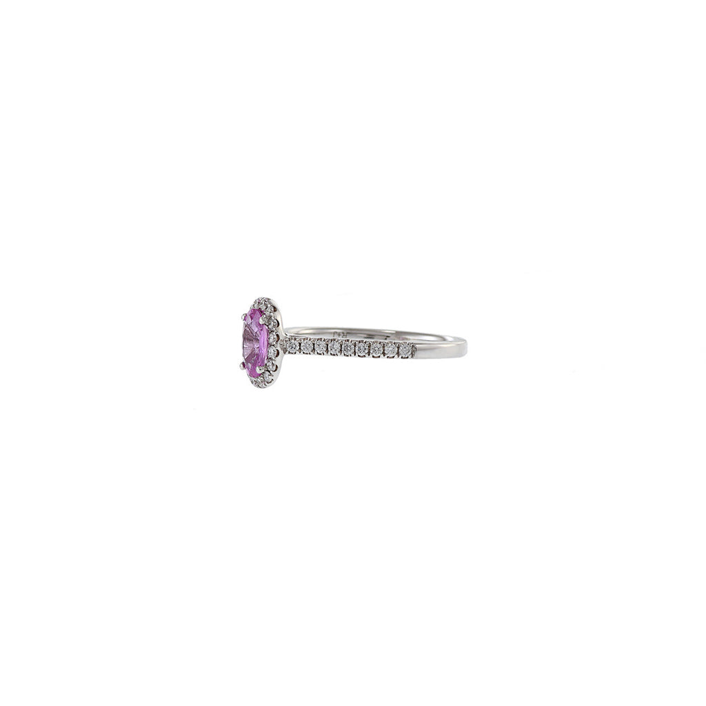 18K Solid Gold Pink Sapphire And Diamond Ring - Style B
