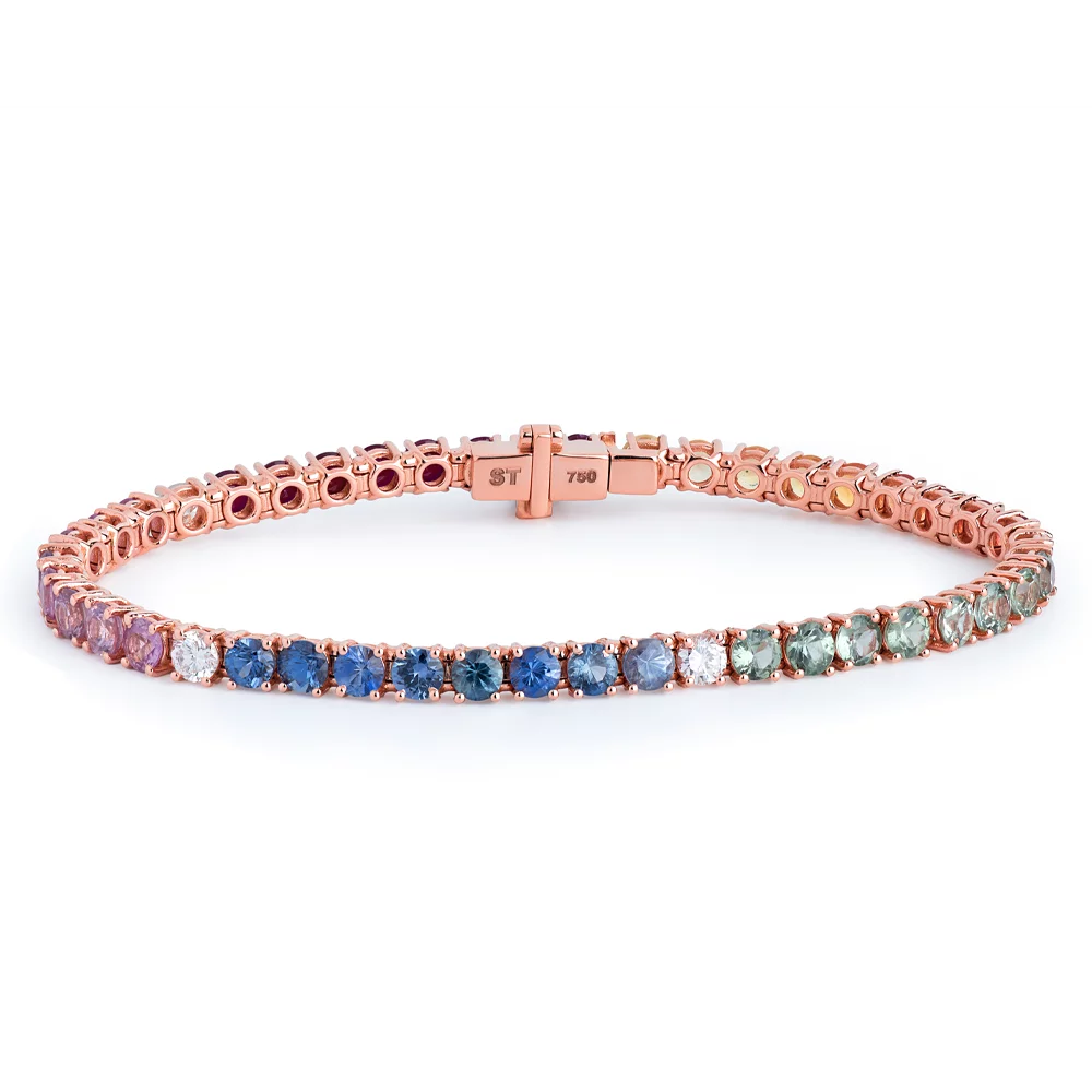 Solid Gold Festival Round Tennis Bracelet