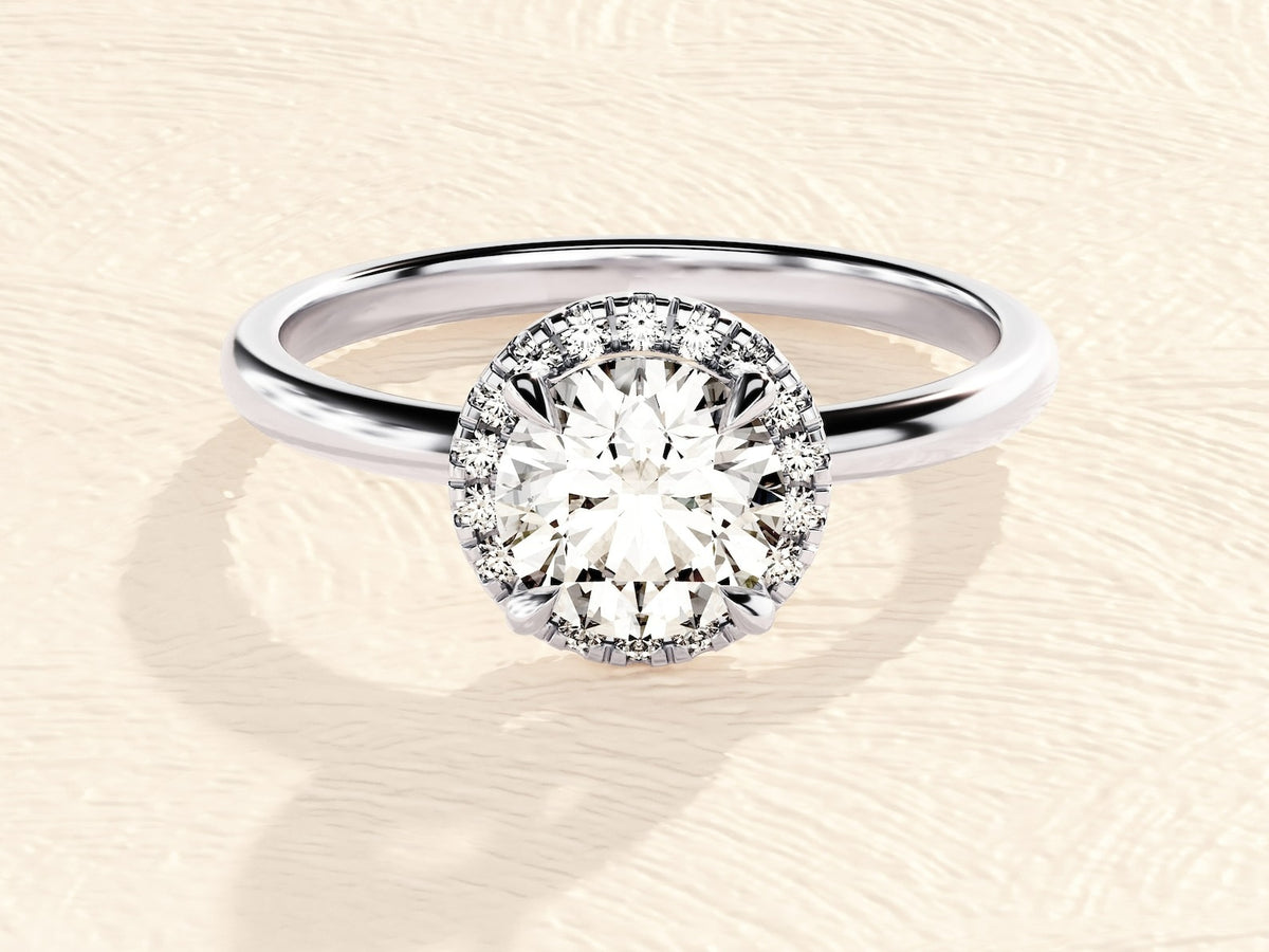 Prong Round Cut Halo Solitaire Ring 2 ct Lab Grown Diamond Engagement Ring