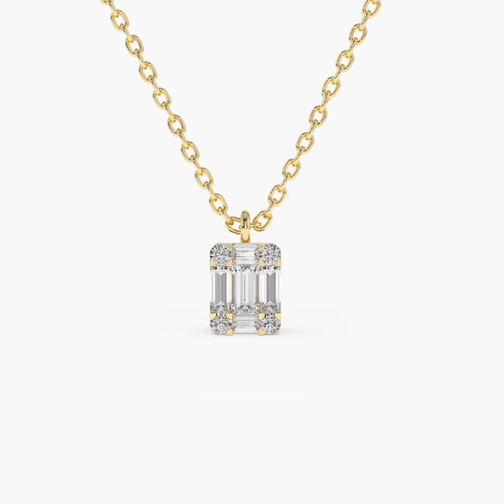 Baguette & Round Diamond Charm Pendant, photo 4