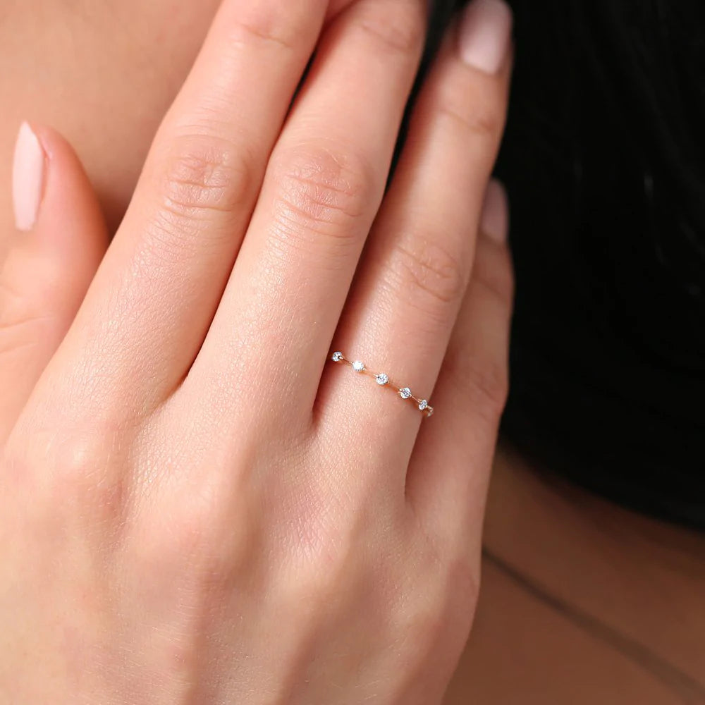 Solid Gold Petite Diamond Wedding Ring