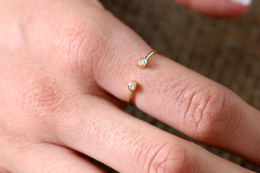 Solid Gold Double Bezel Set Open Diamond Ring
