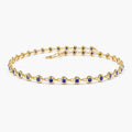Solid Gold Yellow Gold Bezel-Set Blue Sapphire Station Bracelet⁠