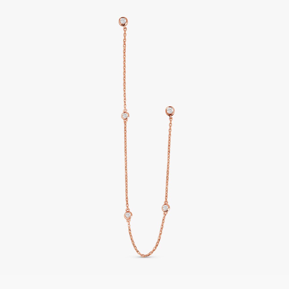 Solid Gold Multi Diamond Hanging Chain Studs