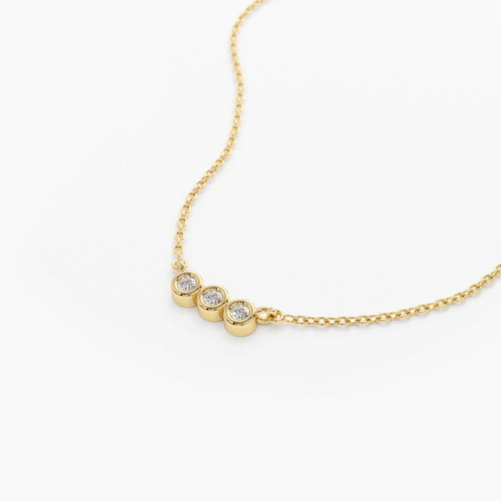 Solid Gold Bezel Set Diamond Necklace