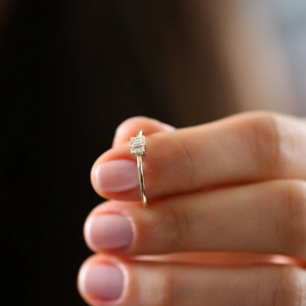 Solid Gold Baguette Trio Diamond Ring
