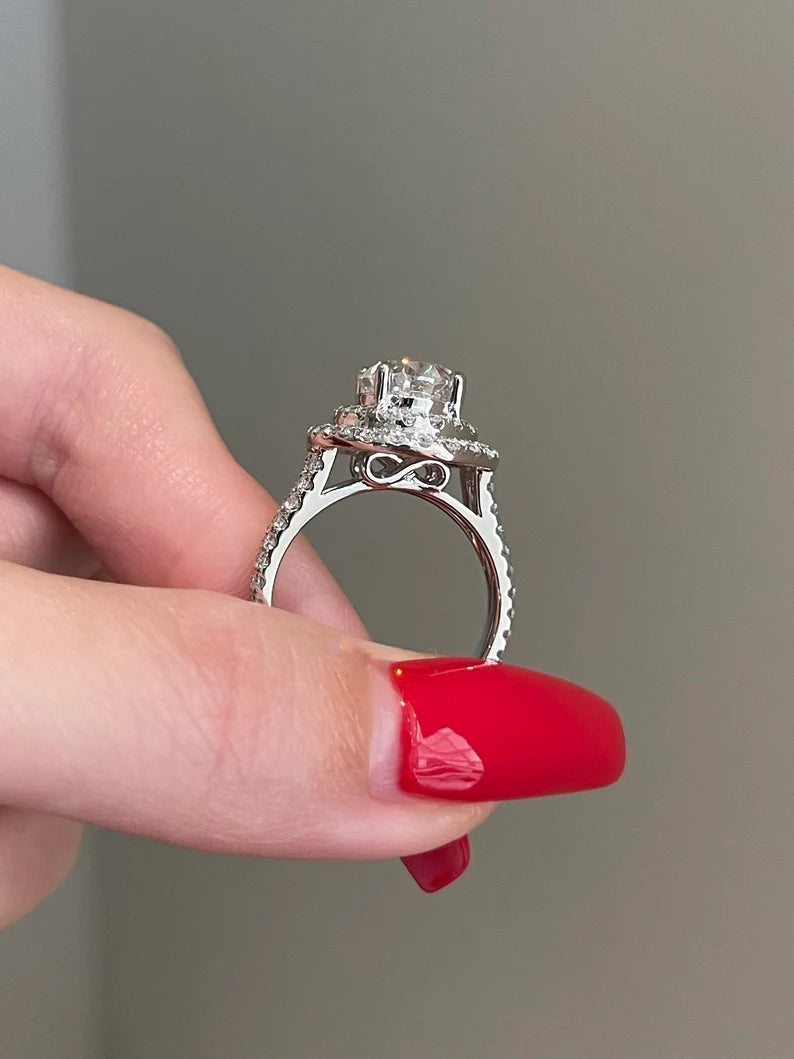 Solid Gold 3.5 Carat Oval Cut Moissanite Engagement Diamond Ring