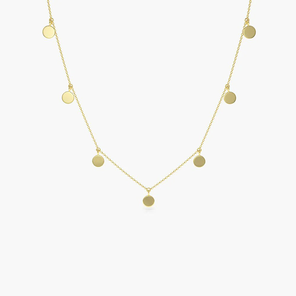 Solid Gold Coin Disc Choker Necklace