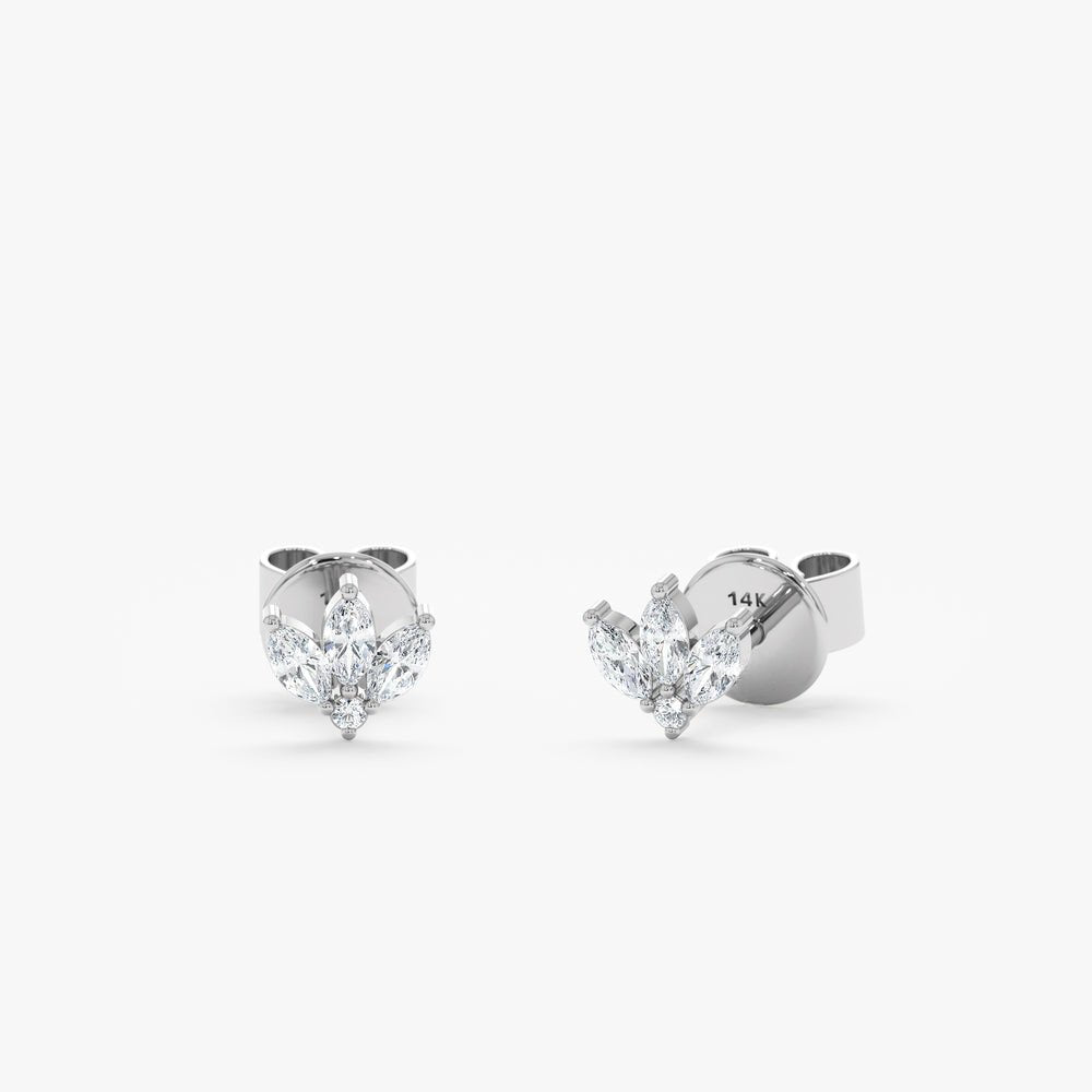 Solid Gold Triple Marquise Diamond Studs (6447AC)