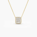 Solid Gold Unique Baguette Natural Diamond Statement Necklace
