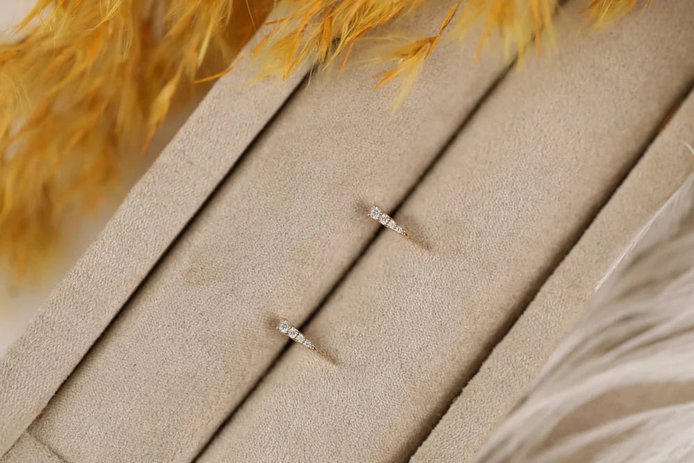 Solid Gold Sharp Diamond Spike Studs