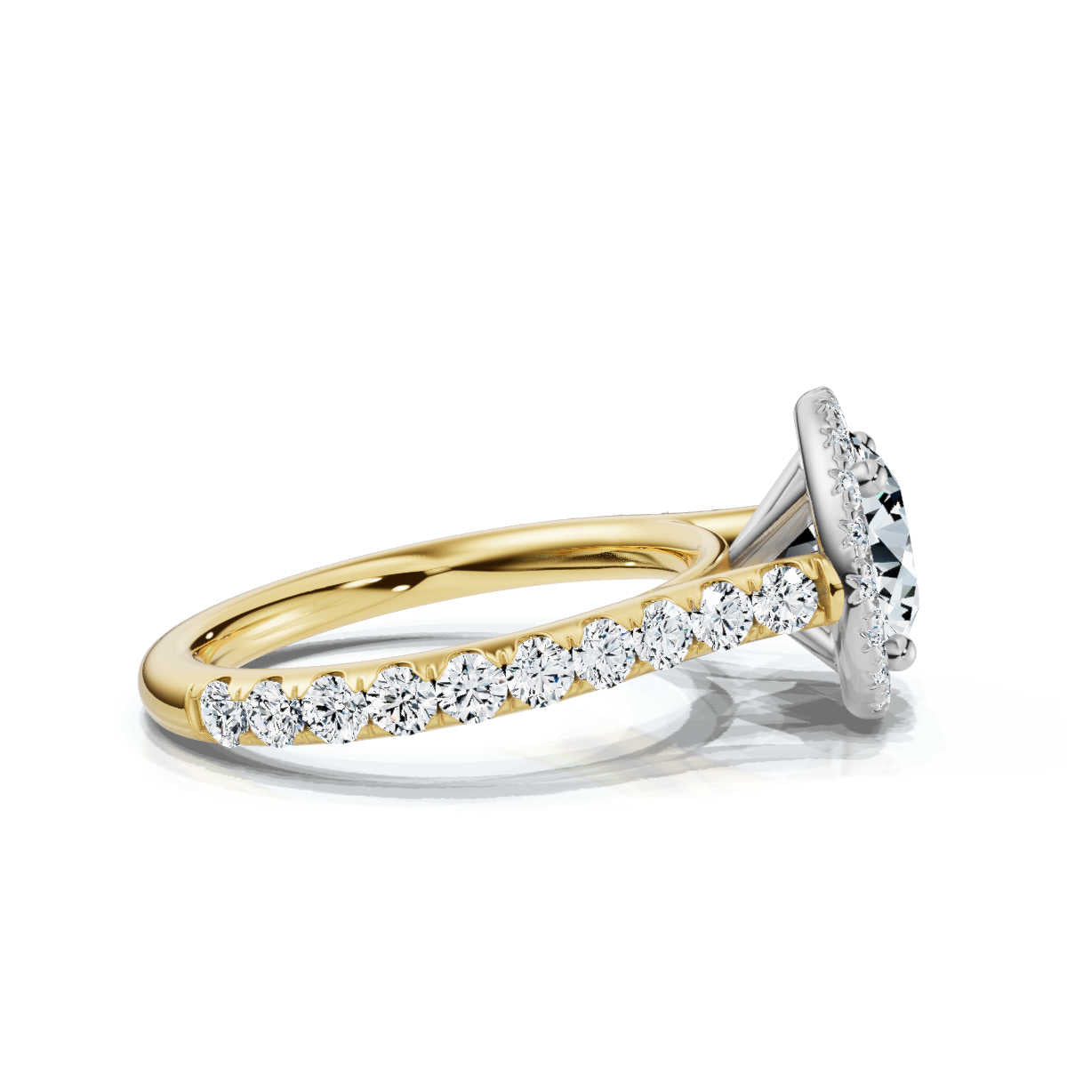 Solid Gold Halo Lab Grown Diamond Ring (871E4C)