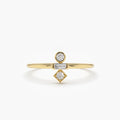 Solid Gold Baguette and Round Cut Diamond Ring