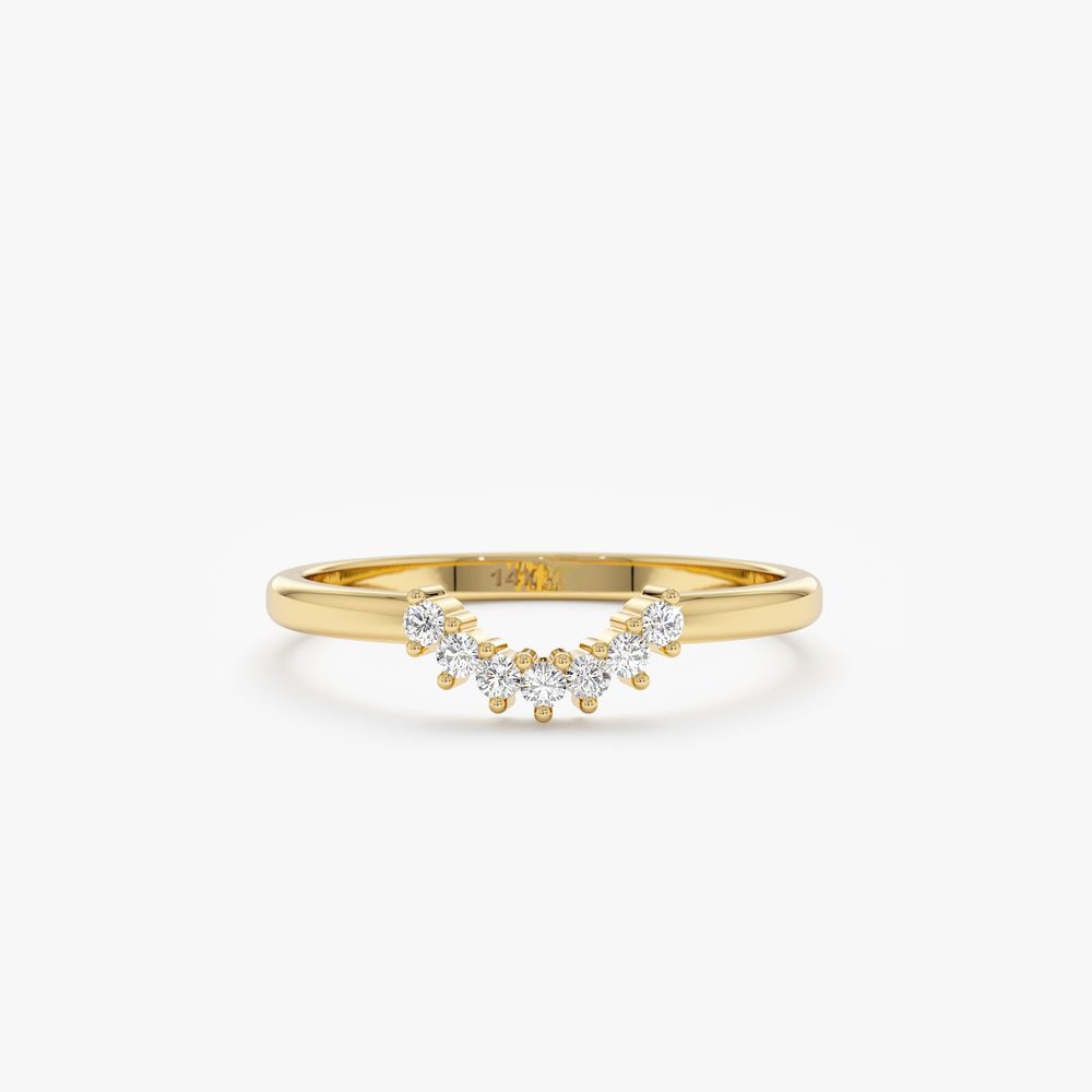 14K Solid Gold Diamond Half Moon Nesting Ring