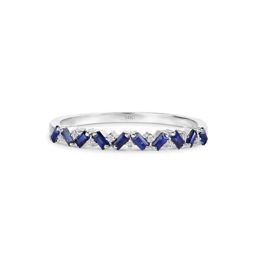 Solid Gold Sapphire and Diamond Garland Ring (E2A502)