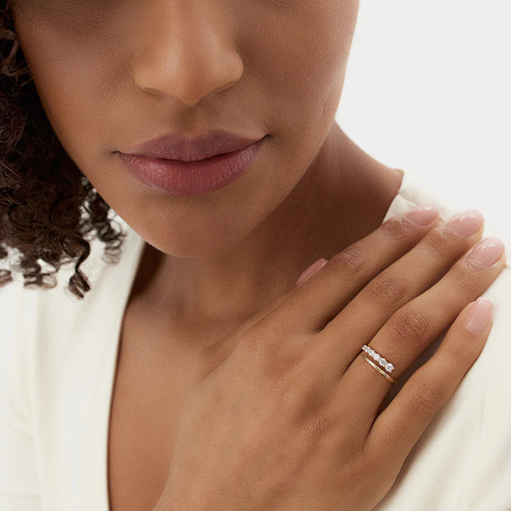 Solid Gold Unique Crossover Diamond Statement Ring